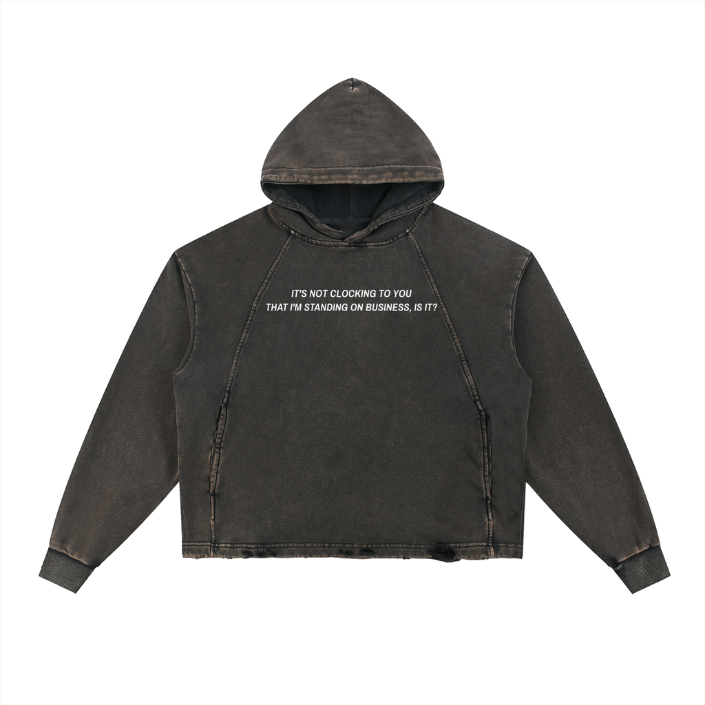 IT'S NOT CLOCKING TO YOU Vintage Washed Frayed-Hem Hoodie