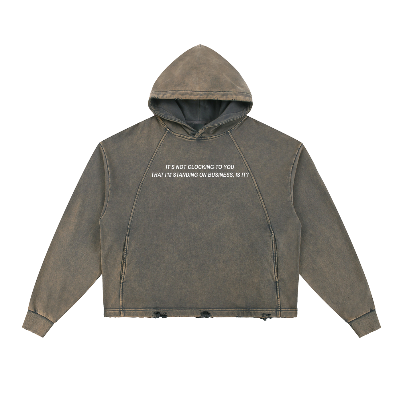 IT'S NOT CLOCKING TO YOU Vintage Washed Frayed-Hem Hoodie