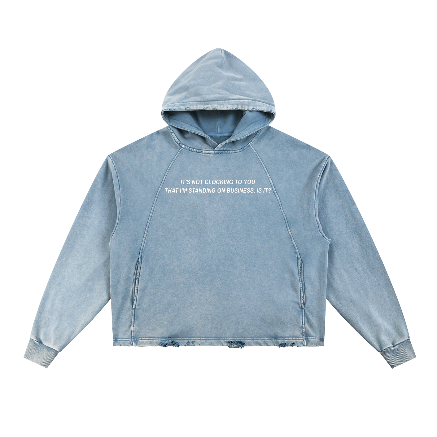 IT'S NOT CLOCKING TO YOU Vintage Washed Frayed-Hem Hoodie